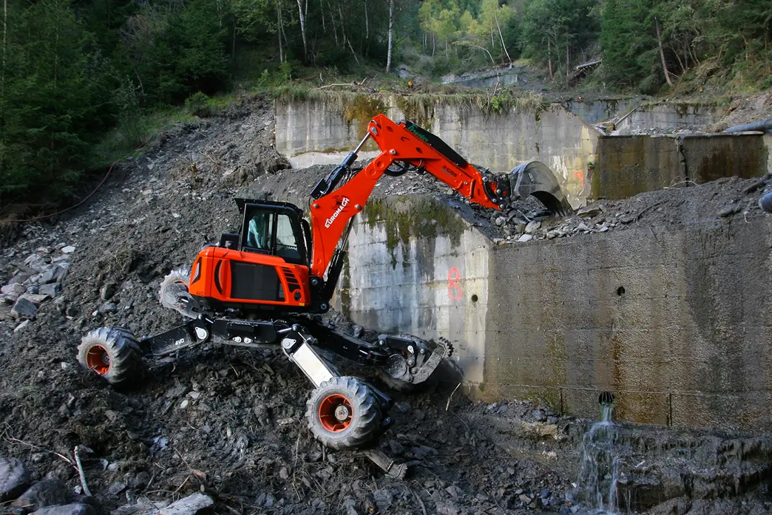 Spingraafmachines voor bergen, moerasgebieden en kanalen.